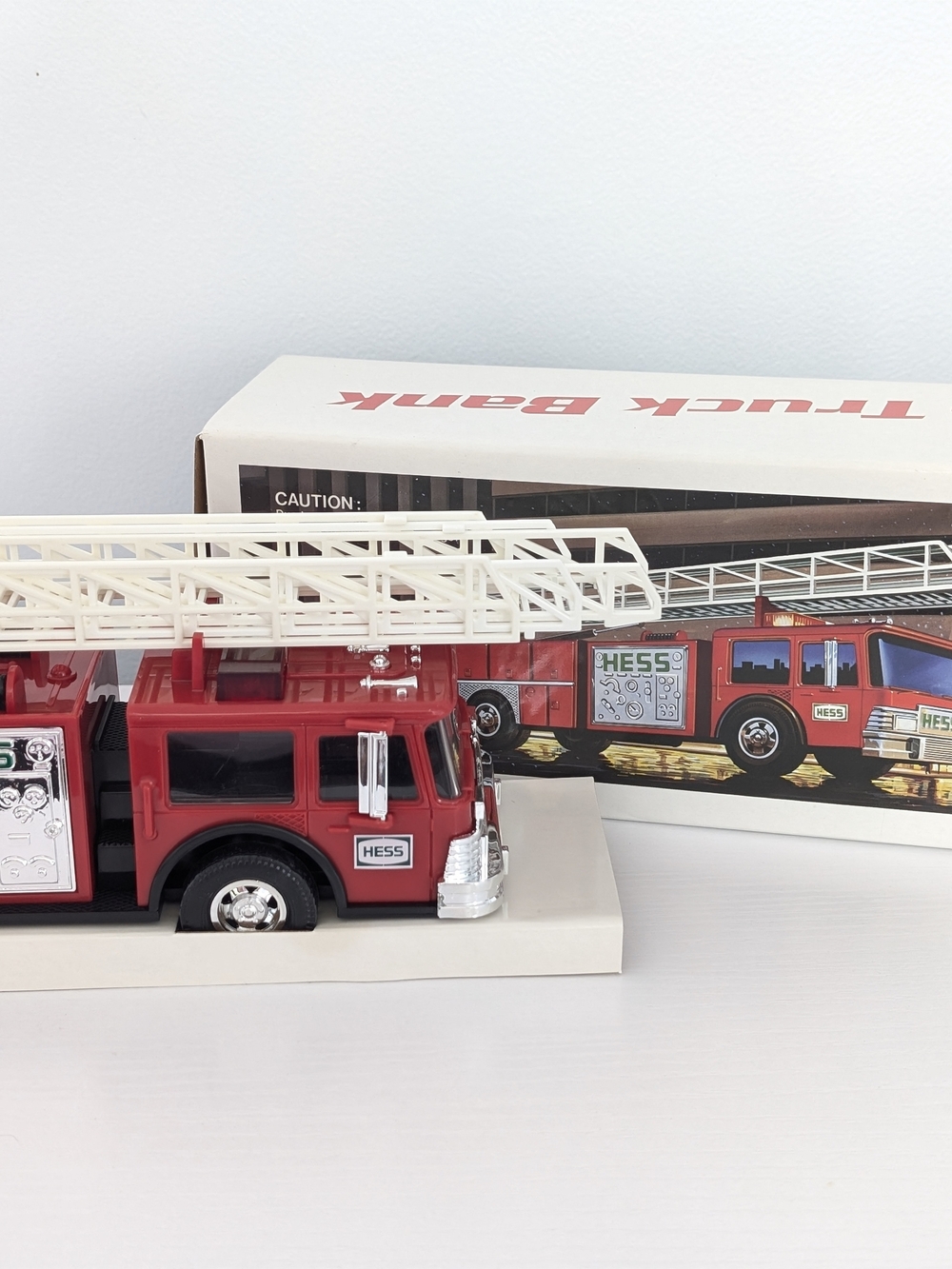1986 Vintage Hess Toy Red Fire Truck Bank — First Edition Collectible NOS
